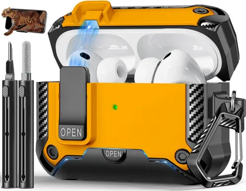 Miniatura 35 de Funda para AirPods Pro de 2 generación con soporte para teléfono, diseño de interruptor automático de protección completa contra caídas con kit