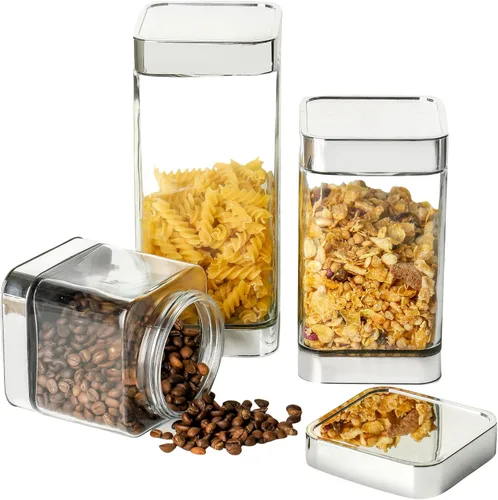Miniatura 7 de Envases herméticos de vidrio para almacenamiento de alimentos, botes de vidrio para la cocina con tapas - Botes de café, pasta, azúcar, té