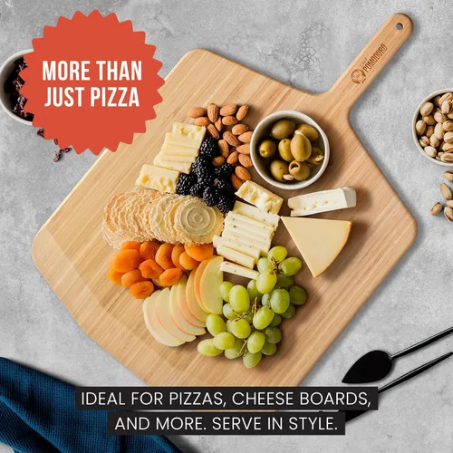 Miniatura 8 de Chef Pomodoro Pela de pizza de madera de 16 pulgadas, herramienta duradera para hornear, paleta deslizante, tabla de cortar de madera, espátula