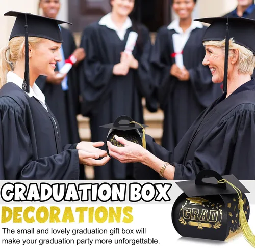 Miniatura 5 de Spakon 30 cajas de regalo con tapa de graduación, regalos de fiesta de graduación, cajas de dulces con borlas, centros de mesa de decoración