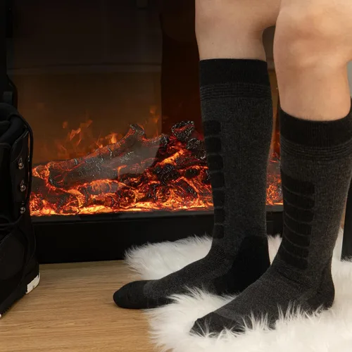 Miniatura 7 de KEECOW Calcetines de esquí de lana merino para hombres y mujeres, 2 pares, calcetines térmicos cálidos para invierno, snowboard, caza al aire libre