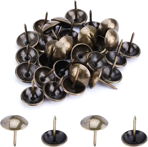 Miniatura 45 de MroMax 120 tachuelas de clavos para tapicería de 0.47 pulgadas de diámetro, hierro de estilo vintage, de metal, redondos, de 0.67 pulgadas de altura