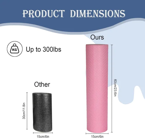 Miniatura 5 de Rodillo de espuma grande de 23.6 ″ - Columna sólida de yoga EPP de alta densidad, diámetro de 5.9 pulgadas para estiramiento de cuerpo completo
