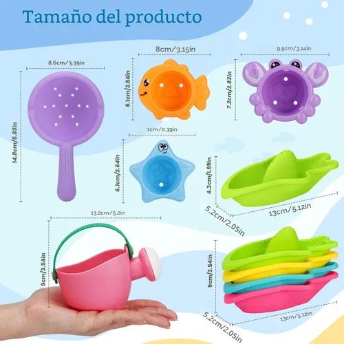 Miniatura 6 de Fajiabao Juguetes de baño para bebés de 1 a 3 años, juguetes de baño sin moho para bañera de 2 a 4 años, juguetes de agua para niñas de 1 año o más