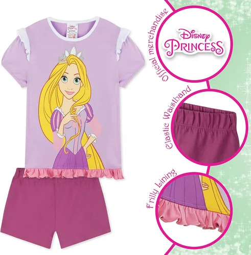 Miniatura 3 de Disney Conjunto de pijama para niñas, ropa de dormir de verano de La Bella y la Bestia, Rey León, Princesa, Stitch PJs de 2 piezas