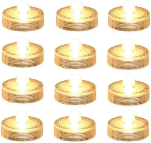 Luz LED brillante sin llama, funciona con pilas, vela de té sumergible impermeable, decoración de jarrón bajo el agua para fiestas y bodas, paquete