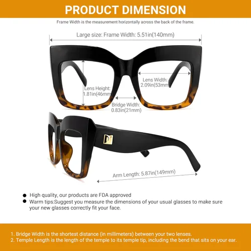 Miniatura 6 de VOOGLAM Elegantes gafas cuadradas de gran tamaño con bloqueo de luz azul para mujeres y hombres, anti fatiga ocular, gafas UV Cassandra