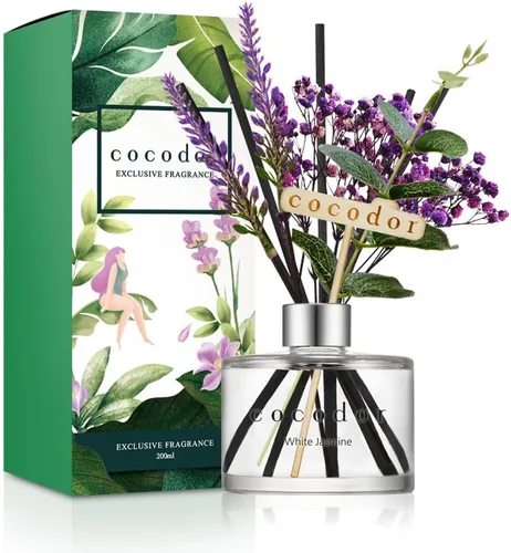 Miniatura 58 de COCODOR Juego de Difusor de Varillas de Junco con Flores / 6.7 oz / Eucalipto Limón / Difusor de Aroma con Varillas Fragancia para el Hogar Difusor