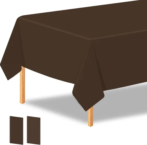 Miniatura 21 de 2 manteles de plástico color beige, 54 x 108 pulgadas, rectangular, desechables, para cumpleaños, bodas, pícnic, fiestas de vacaciones
