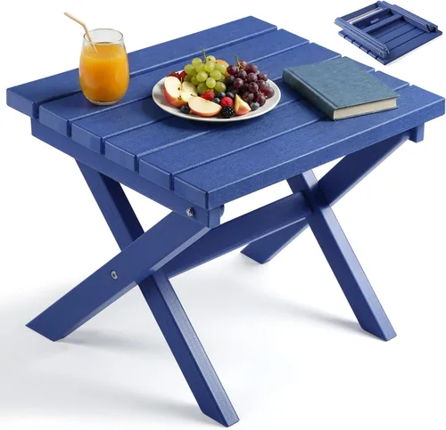 Miniatura 17 de PASAMIC Mesa auxiliar plegable para exteriores, mesa auxiliar de polietileno de alta densidad para exteriores, mesa de patio para todo tipo de clima