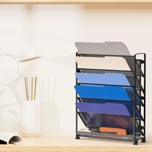 Miniatura 5 de Simple Houseware Organizador de documentos y cartas para montar en pared, de 6 niveles, negro