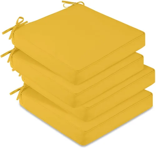 Miniatura 47 de downluxe Juego de 2 cojines impermeables para sillas de exterior, 19 x 19 x 3 pulgadas, cojines para sillas de patio con lazos y mango Marrón