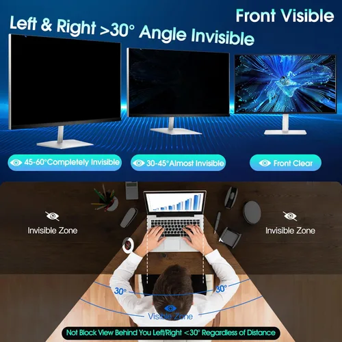 Miniatura 3 de YAKAI Paquete de 2 filtros de pantalla de privacidad para computadora de 24 pulgadas para monitor de pantalla ancha de relación de aspecto 16:9