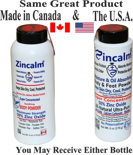 Miniatura 4 de Zincalm - Polvo totalmente natural para cuerpo y pies, concentrado 50% de zinc, sin almidón de maíz, absorción de humedad, antirozaduras, fricción