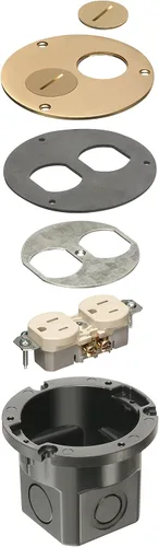 Miniatura 2 de Arlington FLB3520MB-1 Kit de caja redonda de suelo con tapa de latón y tapones roscados, para pisos instalados, 1 banda, latón metálico, paquete de 1