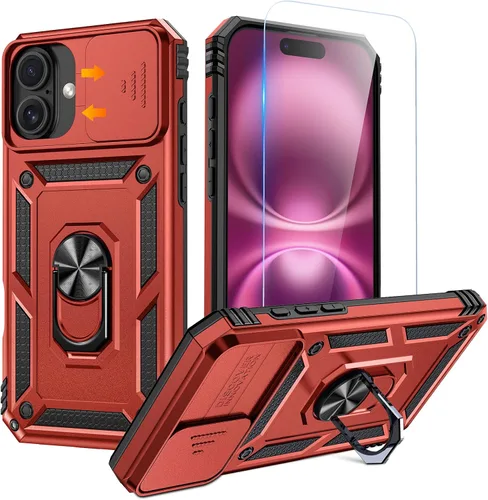Miniatura 37 de Goton Funda para iPhone 14 Plus con Protector de Pantalla - Funda con Cubierta Deslizante para Cámara con Soporte de Anillo, Resistente de Grado