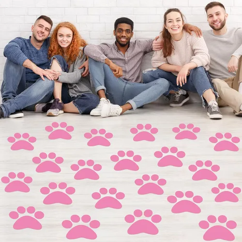 Miniatura 16 de ReliThick 30 Piezas Calcomanías de Suelo con Huellas de Patas 7.5" Huellas de Patas Grandes Adhesivo de Pared Autoadhesivo Calcomanía de Suelo