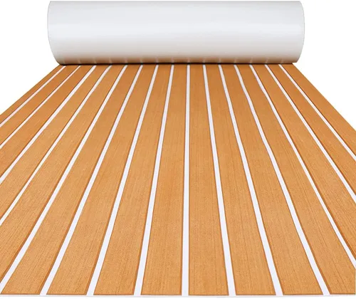 Miniatura 16 de FOCEAN Boat Flooring EVA Foam Boat Decking Faux Teak Marine Flooring Marine Mat Sheet for Motorboat Jon Boats Bass Boat RV Kayak, 94.5"x