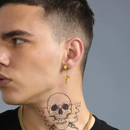 Miniatura 2 de U7 Stainless SteelBlack18K Gold Plated Personalized Gothic Skull Studs Earrings, Snake Stud Earrings, Goat Devil Earrings, Wolf Earrings Halloween