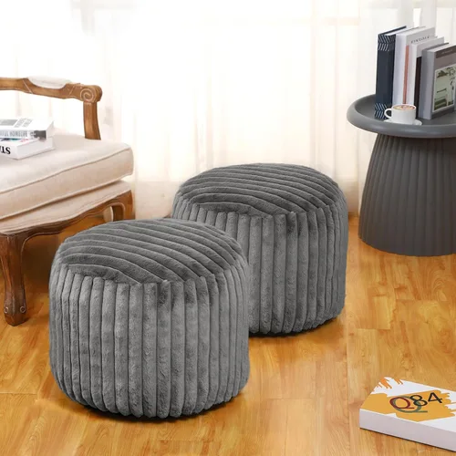 Miniatura 7 de Teenyyou 2 Piezas Funda de Puf Sin Relleno de 20 x 15 Pulgadas Reposapiés Otomán - Sin Relleno, Piel Sintética de Conejo Taburete Reposapiés Puf
