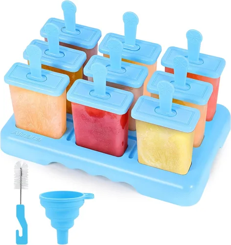 Miniatura 7 de Moldes de paletas de 12 cavidades, moldes de paletas sin BPA con palo de paletas integrado, moldes de paletas de bricolaje con cepillo de limpieza
