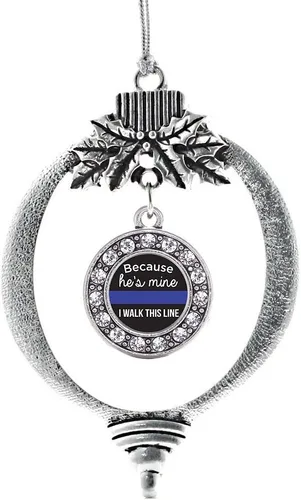 Miniatura 175 de Inspired Silver - Bonita bandera estadounidense - Adorno de Navidad plateado - Adorno de árbol de Navidad con dije circular con circonita cúbica
