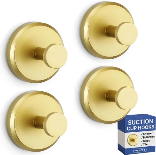 HOME SO Ganchos con ventosa para toallas de ducha y baño, paquete de 4 – Ganchos de ventosa para colgar toallas, batas y abrigos – azulejos, puerta