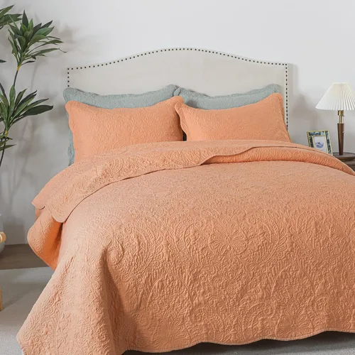 Miniatura 100 de HoneiLife - Juego de colcha de tamaño Queen, juego de ropa de cama de pana bordada de 3 piezas, colcha de lujo, ligera, cálida, para todas las Pana