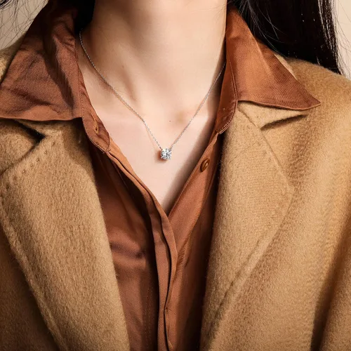 Miniatura 5 de S.Leaf - Collar con colgante de plata de ley con circonia cúbica y solitario, para mujer