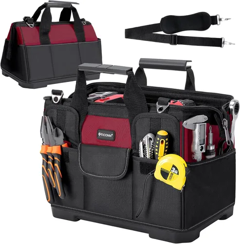 Miniatura 26 de TICONN Bolsa de herramientas resistente con múltiples bolsillos, organizador de caja de herramientas portátil, bolsa de almacenamiento, con correa