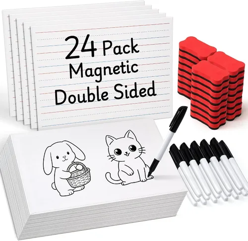 Miniatura 12 de GAMENOTE Paquete de 6 pizarras pequeñas de borrado en seco para niños, 9 x 12 pulgadas, de doble cara y pizarras blancas en blanco con marcadores