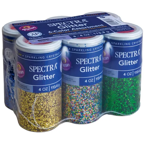 Spectra Arts & Crafts - Surtido de purpurina, 6 colores surtidos, 4 onzas, 6 frascos