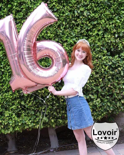Miniatura 6 de Globo de oro rosa de 40 pulgadas con el número 16 de 61 dígitos gigantes de papel de aluminio de Mylar para helio de 16º cumpleaños 61, decoraciones