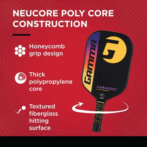 Miniatura 3 de Gamma Made in The USA Pickleball Paddles, NeuCore & Sensa Polycore Technology, Textured Graphite, Honeycomb Grip, USAPA Approved, Additional Power &
