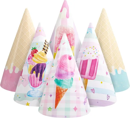 Miniatura 12 de WERNNSAI Sombreros de Fiesta de Cumpleaños - 12 Piezas Suministros de Fiesta de Cumpleaños Sombreros de Cono con Diademas Sombreros de Papel