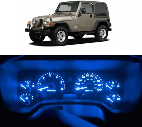 Miniatura 3 de WLJH Panel de instrumentos blanco racimo velocímetro medidor tacómetro odómetro temperatura aceite indicador luz LED paquete para Jeep Wrangler TJ