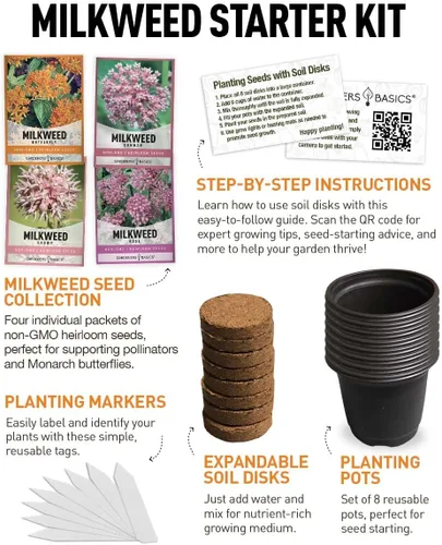 Miniatura 2 de Kit de inicio de semillas de algodoncillo de mariposa – Cultiva 4 hermosas variedades de algodoncillo – Semillas de reliquia sin OMG, kit completo