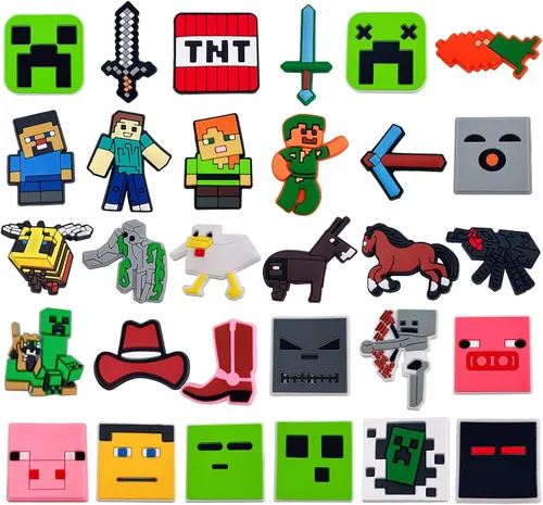 30Pcs for Minecraft Shoe Croc Charms for Boys Teens, Cute Game for Minecraft Charms for Croc Decoration Accessories, Party Birthday Gifts