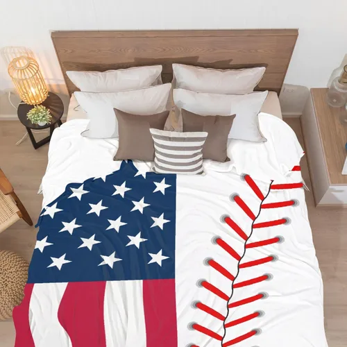 Miniatura 3 de Pindola Manta de Lanzamiento de Béisbol Americano Cálida Ligera Suave Acogedora Cálida Decoración del Hogar para Sofá, Sofá, Cama, Regalos del Día