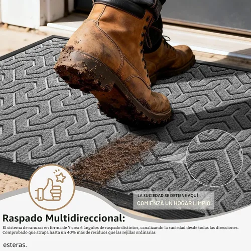 Miniatura 2 de Yimobra Alfombra para Puerta Delantera Exterior Entrada 29.5x17, Impermeable Resistente Alfombras Exteriores para Puerta Delantera, Alfombra de Gris