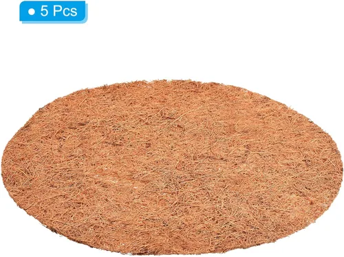 Miniatura 3 de PATIKIL Tapete de fibra de coco de 12 pulgadas, paquete de 5 protectores redondos de fibra de coco para plantas en macetas de interiores y exteriores