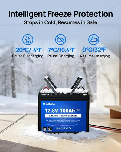 Miniatura 4 de DC HOUSE Batería de litio de motor de arrastre LiFePO4 de 12 V 100 Ah, grupo 24, Bluetooth y corte de baja temperatura, hasta 15000 ciclos, 100 A