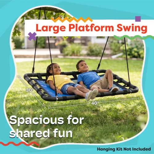 Miniatura 3 de Hey Play - Columpio de plataforma para niños, juego de columpios, rama de árbol o parque infantil, plataforma rectangular de 40 x 30 pulgadas