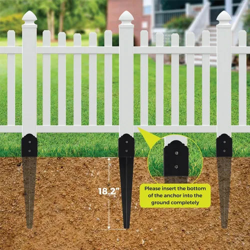 Miniatura 5 de Anclaje de poste de valla de 4"x4", anclaje de poste de valla de metal resistente con punta de 24"x4"x4" para buzón, comedero de pájaros, Paquete