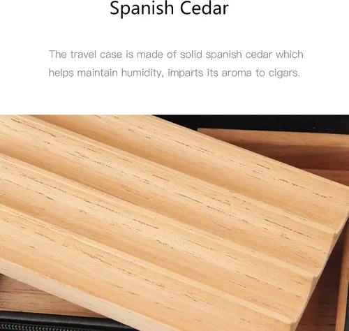 Miniatura 7 de Humidor de viaje de puros, estuche de puros de cuero PU, cortador de puros y juego de encendedor (marrón)