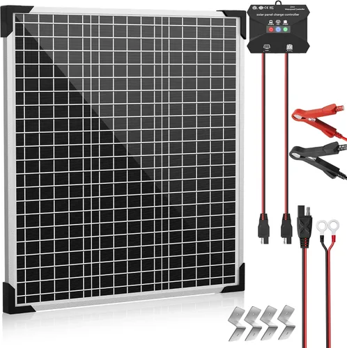 Miniatura 10 de Voltset - Kit de panel solar de 30 W 24 V, mantenedor de batería solar con controlador de carga MPPT soporte ajustable, cargador de batería solar