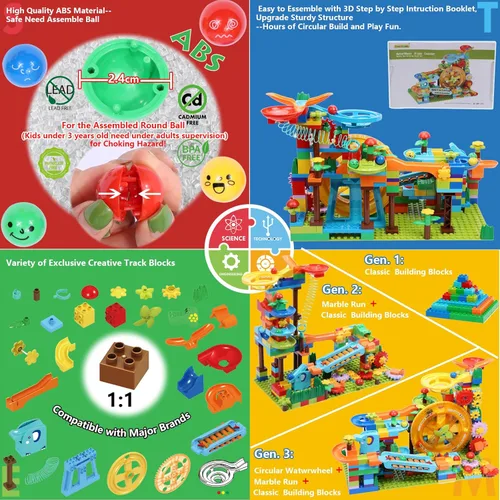 Miniatura 4 de Bloques de construcción Marble Run para niños: 3, 4, 5, 6, 8 años, educación Montessori, juguete STEM preescolar - Edad 4-8 niños rompecabezas