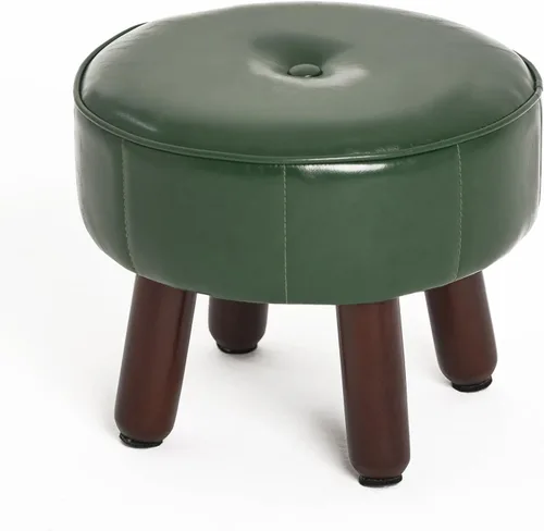 Miniatura 16 de oakvivo Taburete otomano pequeño de 13 pulgadas, reposapiés redondo de piel sintética para sofá, reposapiés debajo del escritorio, reposapiés