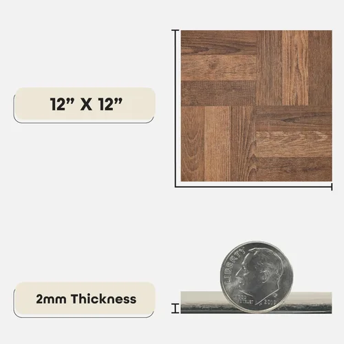 Miniatura 3 de Achim Imports VFT920POVR Home Furnishings Portfolio 12 x 12 pulgadas, 0.079 in, piso de vinilo autoadhesivo, parquet de nogal, 9 baldosas/9 pies