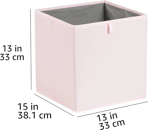 Miniatura 5 de Amazon Basics Contenedores organizadores de cubos, cestas de almacenamiento plegables para estantes, rosa peonía, paquete de 6, 13 x 15 x 13 pulgadas